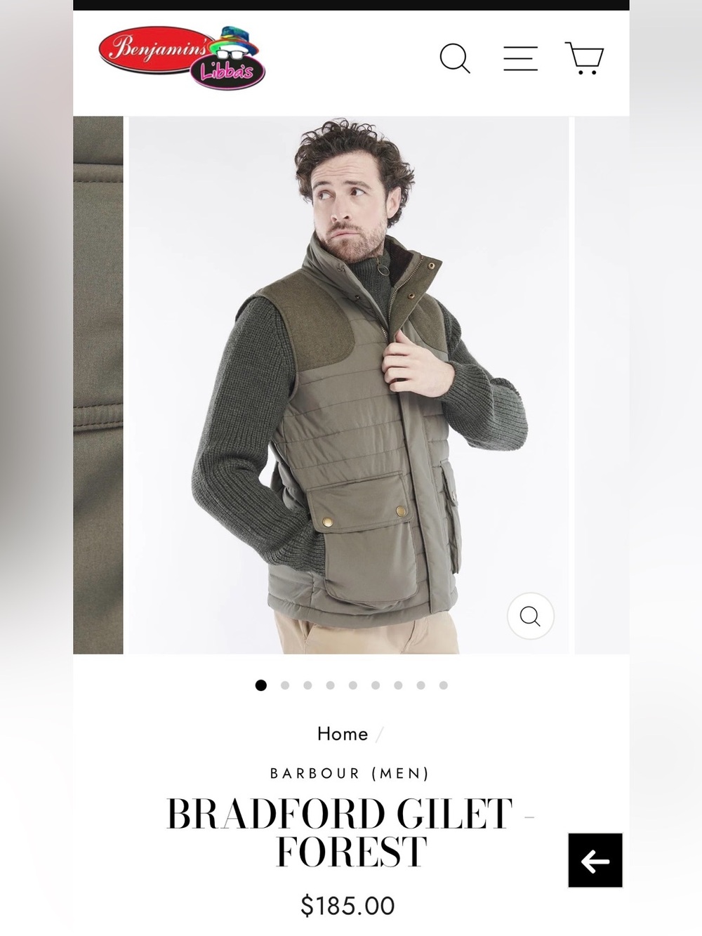 Men’s BARBOUR Bradford Gilet Forest Vest Medium Pockets Zip Up Green Puffer